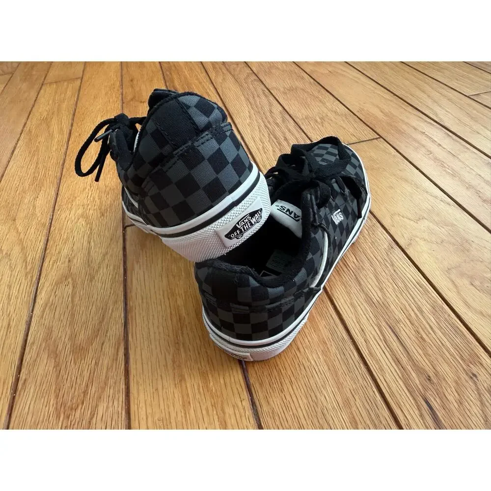 Vans Canvas Seldan Kids Youth Size 3 Black Grey Checkered Low Top Skate Shoes